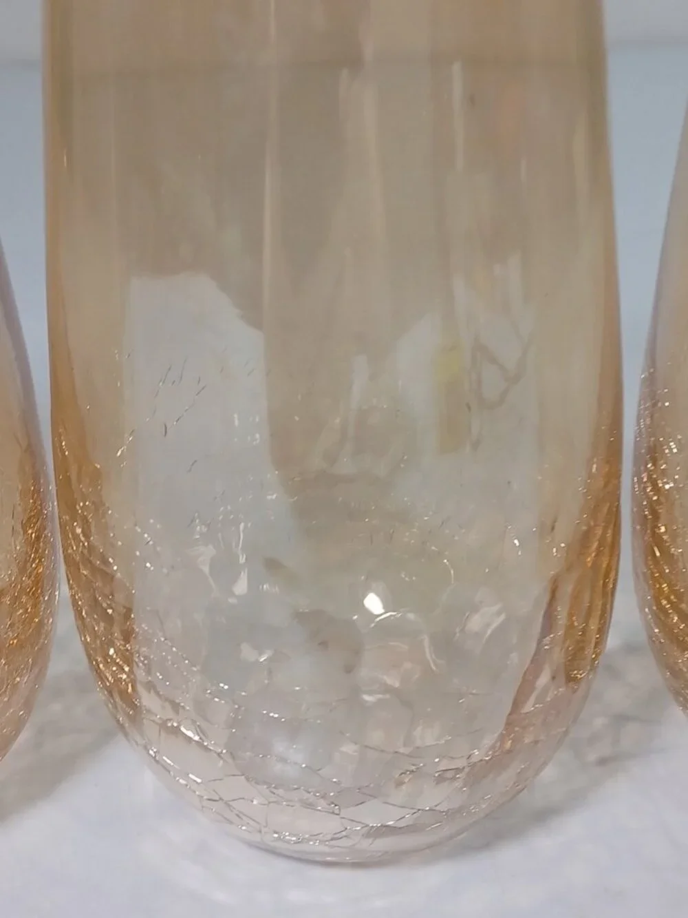 4 Pier 1 Reflections Crackled Amber Gold Glass Tumblers 16 Oz Vintage 6